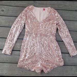 Guess rose gold sequined romper size large